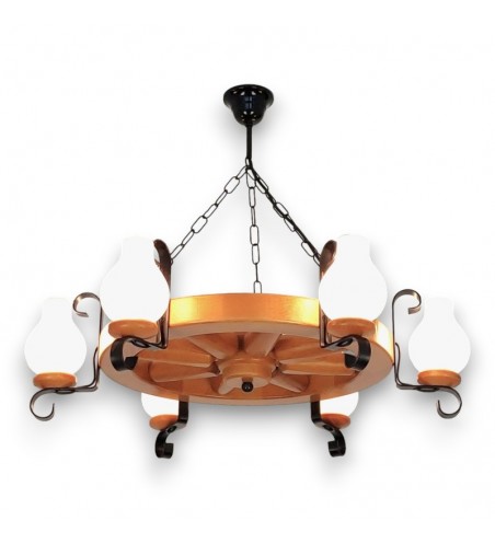 LUSTRA din lemn ROATA D50 6X E14 NATUR EX-00117