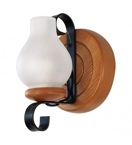 Aplica tip roata din lemn masiv 1 bec - model rustic finisaj natur | EX-00120