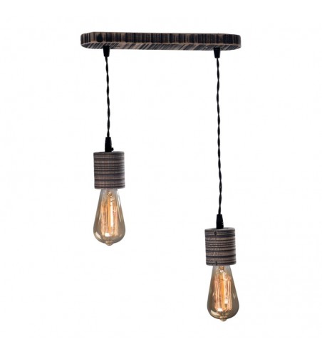 PENDUL din lemn EBONY  2X E27 NEGRU VINTAGE EX-00026