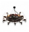 Lustra tip roata din lemn masiv 8 becuri - model rustic 50 cm finisaj wenge | EX-00094