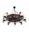 Lustra tip roata din lemn masiv 8 becuri - model rustic 50 cm finisaj wenge | EX-00094
