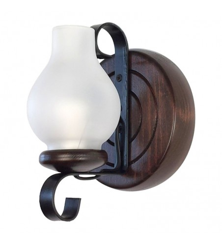 Aplica tip roata din lemn masiv 1 bec - model rustic finisaj wenge | EX-00096