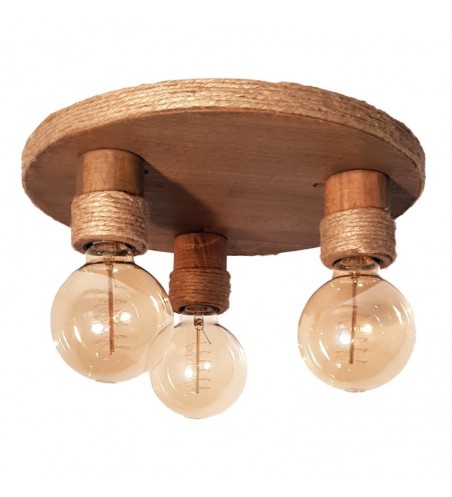 PLAFONIERA din lemn BARI  3X E27 ANTIC EX-00285