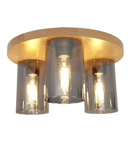 PLAFONIERA din lemn SIENA SMOKE D34 3X E27 NATUR EX-00380