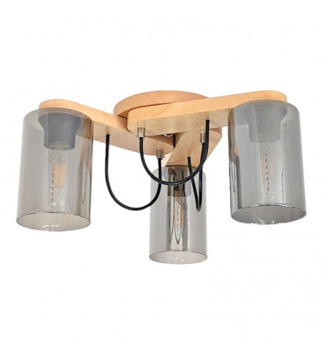 PLAFONIERA din lemn SIENA SMOKE  3X E27 NATUR EX-00402