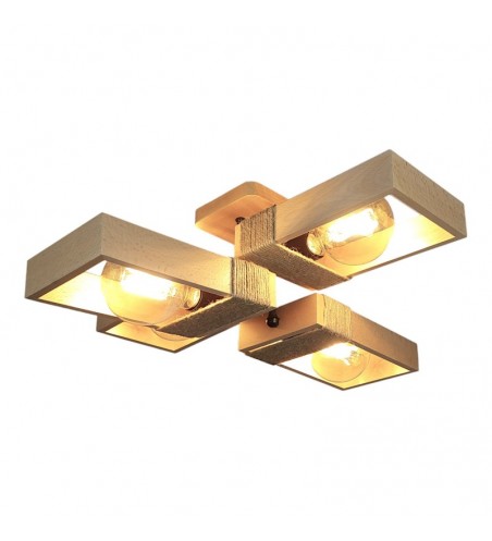 PLAFONIERA din lemn RODOS  4X E27 NATUR EX-00509