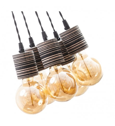 PENDUL din lemn EBONY  5X E27 NEGRU VINTAGE EX-00657