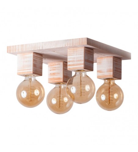 PLAFONIERA din lemn ALASKA  4X E27 ALB VINTAGE EX-00668