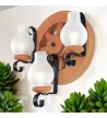 Aplica tip roata din lemn masiv 3 becuri - model rustic 30 cm finisaj natur | EX-00122