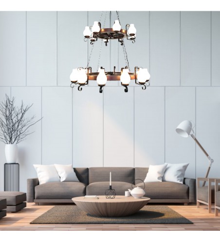 CANDELABRU din lemn ROATA D70+D50 20X E14 WENGE EX-00331